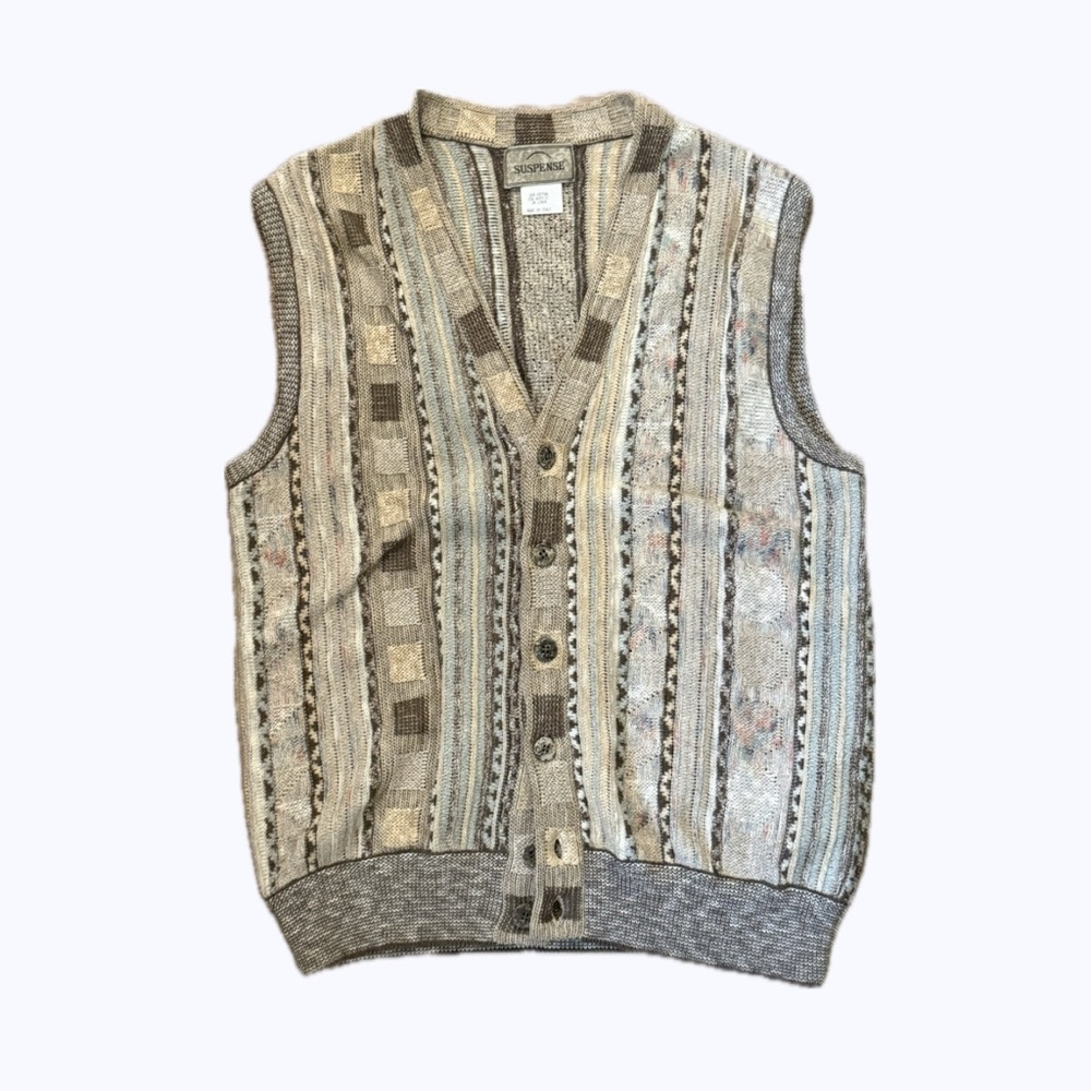 Spense Beige and Brown Knit Vest